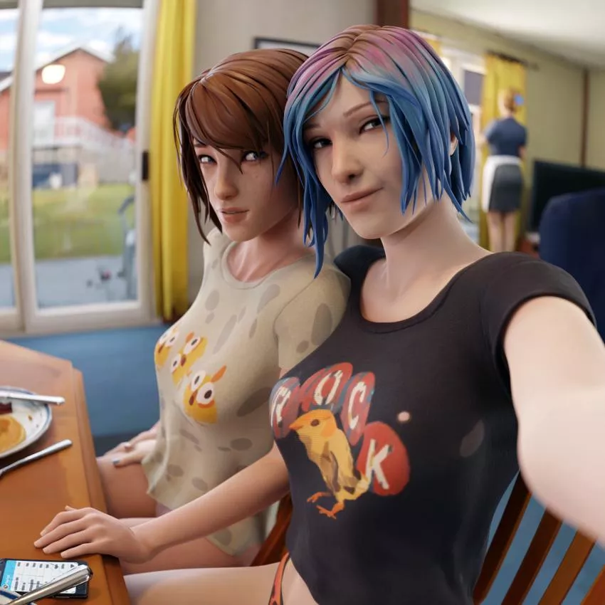 Max and Chloe in panties around Joyce (dinoboy555)