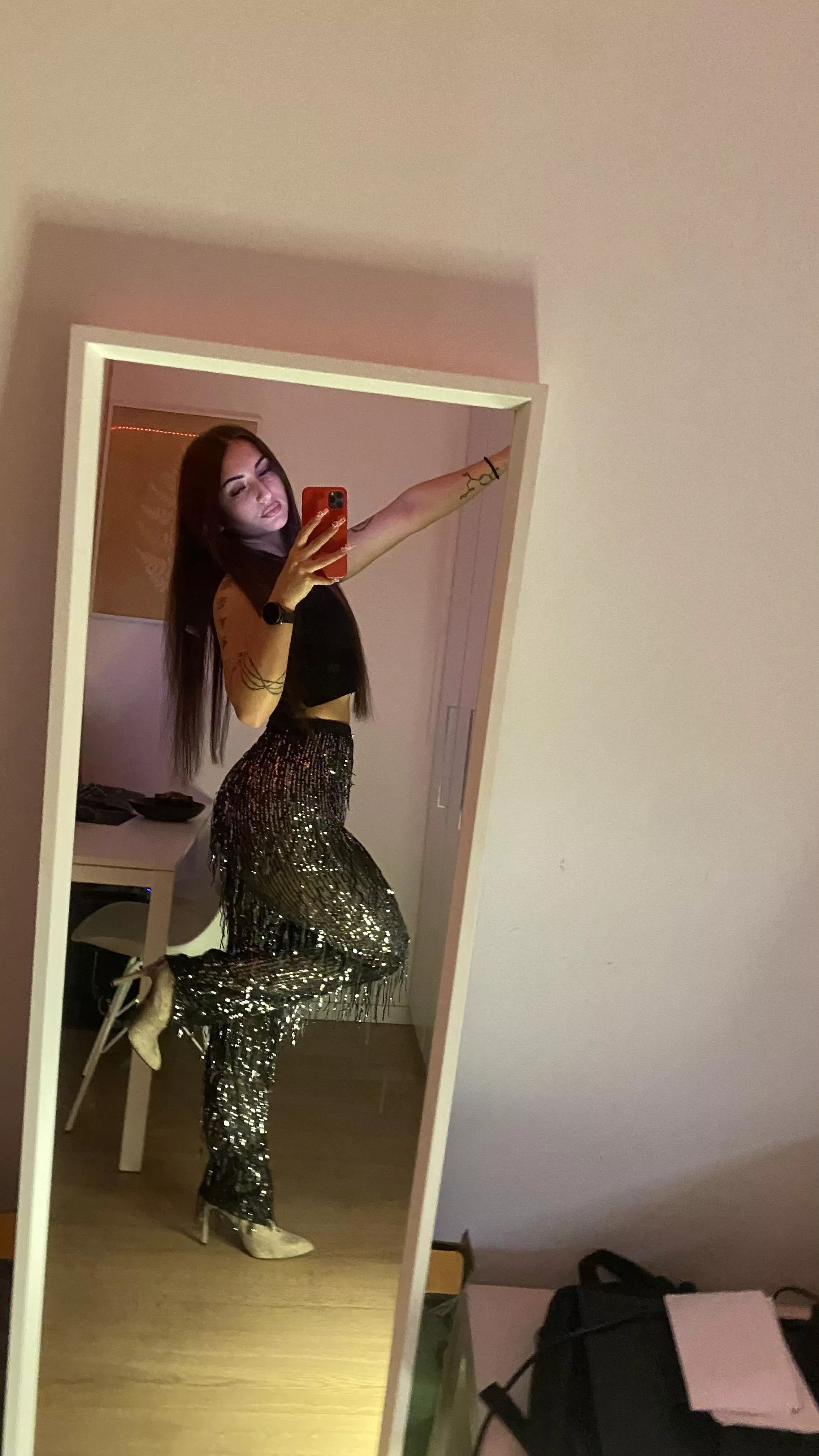 My outfit for today's shopping at the mall. Would you turn around for me?