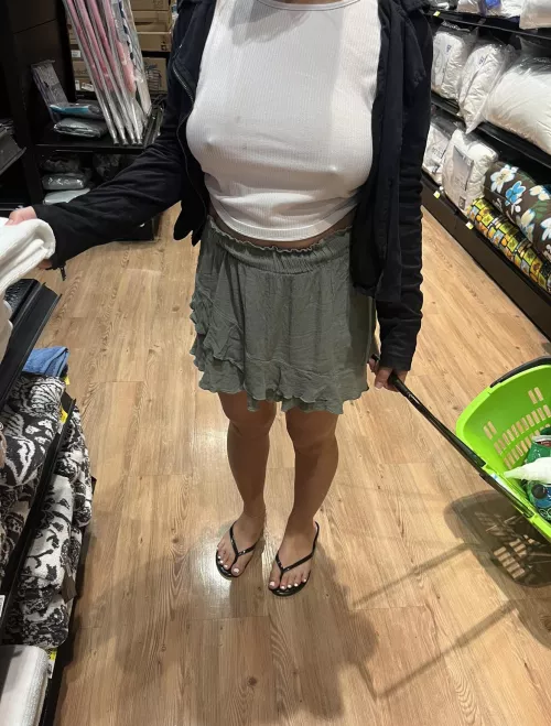 No bra today at the grocery store