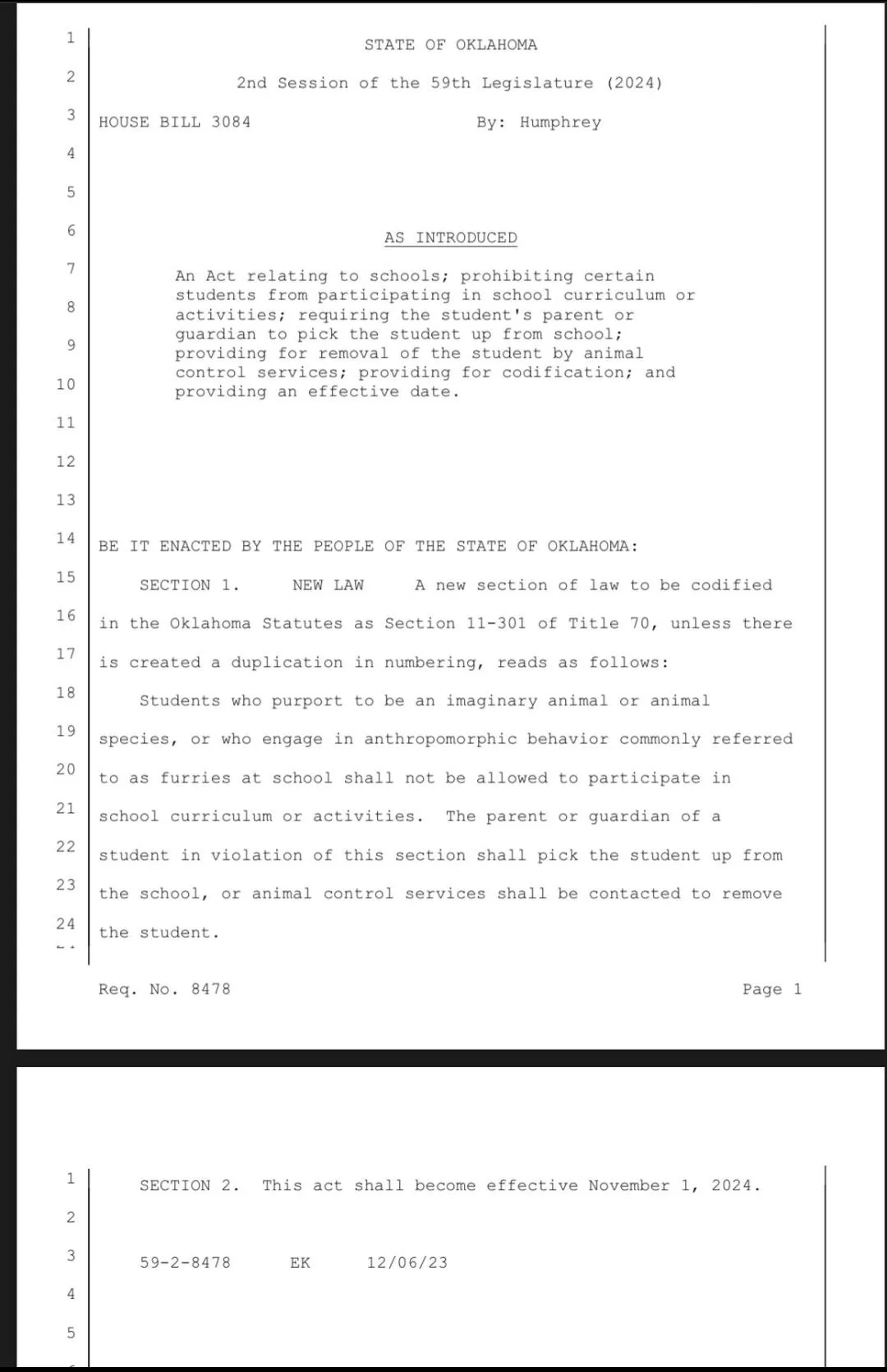 Oklahoma taking an L