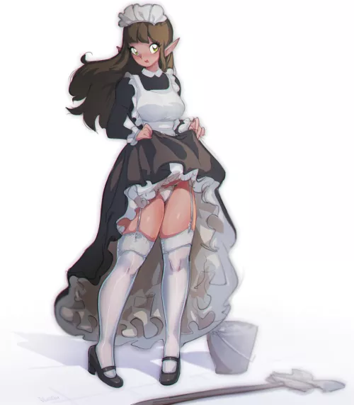 Showing off her garters (@fullmontisdraws)