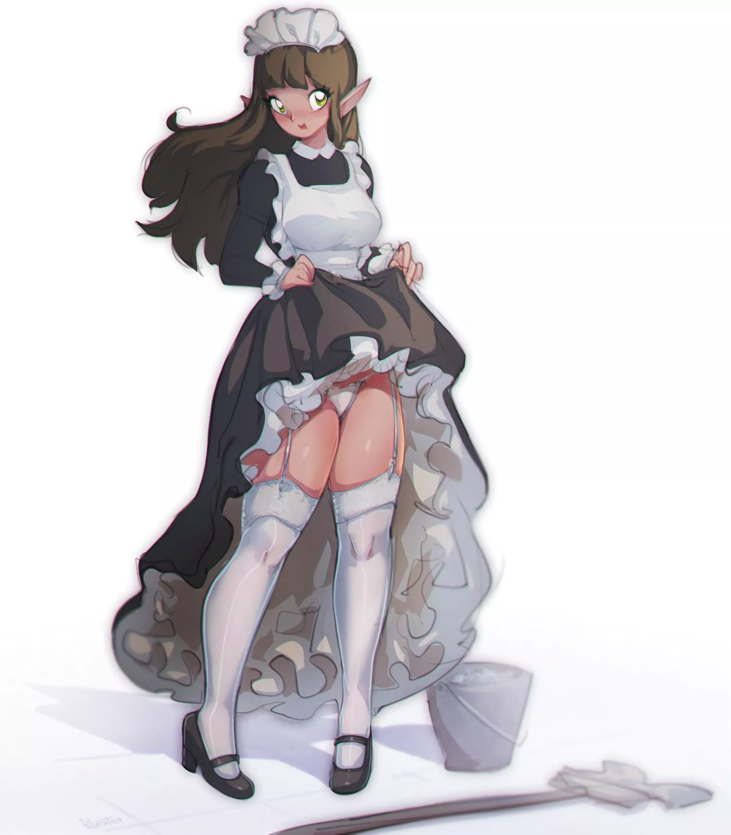 Showing off her garters (@fullmontisdraws)