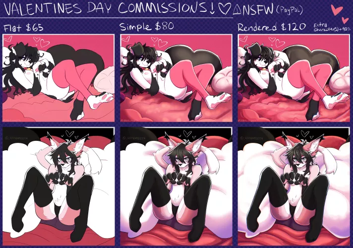 Valentine Day Themed Commissions! [F] (art by me)