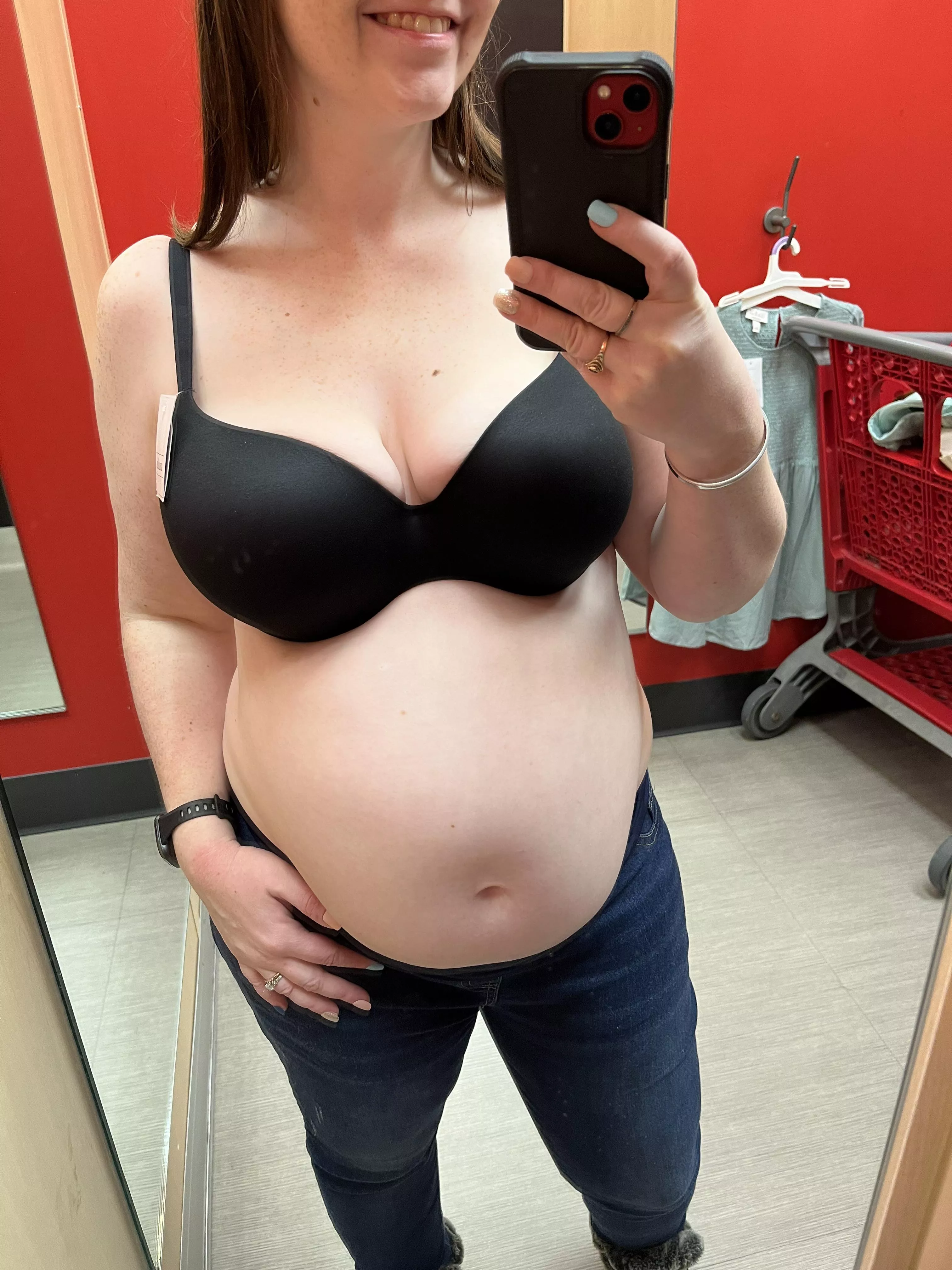 19 weeks pregnant with twins! Had to try on new bras