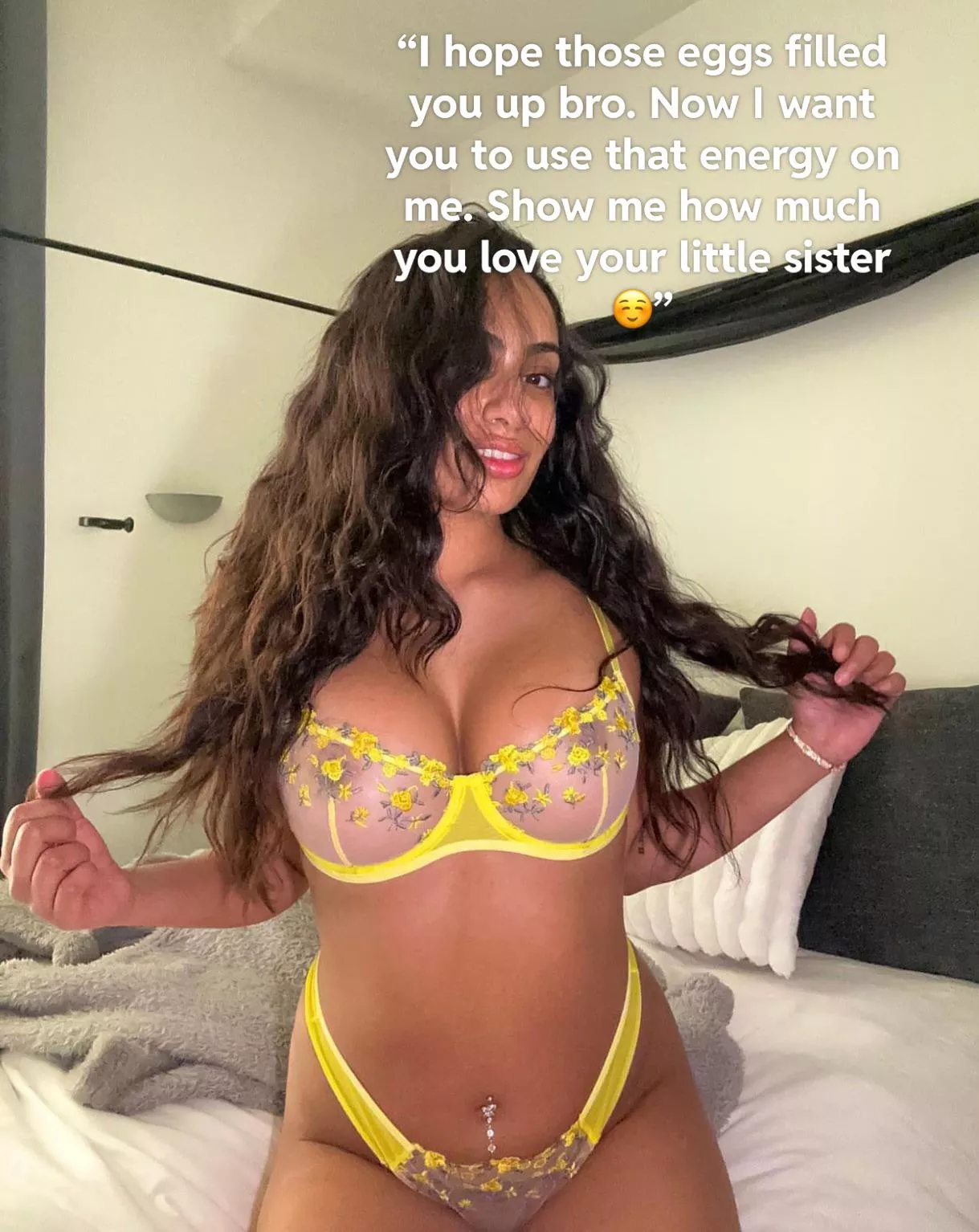 After breakfast sis rushed us upstairs to her room 🥵