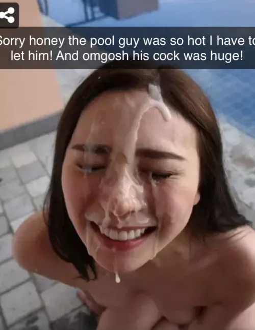 Cheating Girlfriend Let’s A Pool Guy Cum On Her!