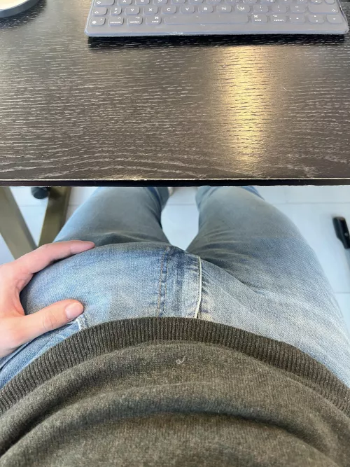 How does my soft cock look in these jeans?