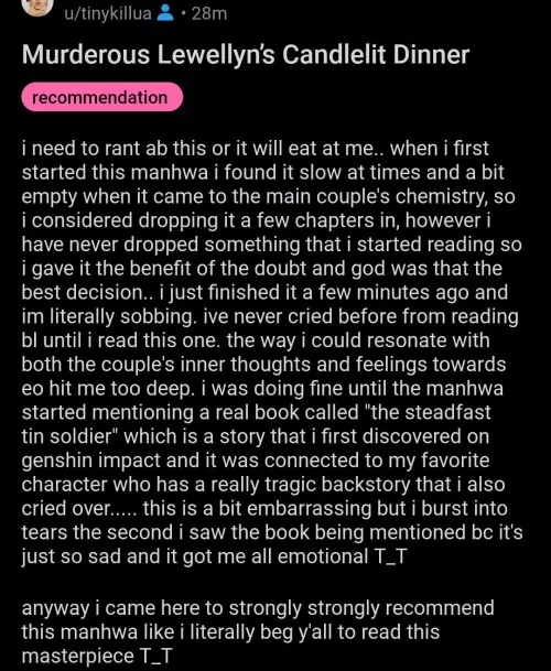 Murderous Lewellyn’s Candlelit Dinner