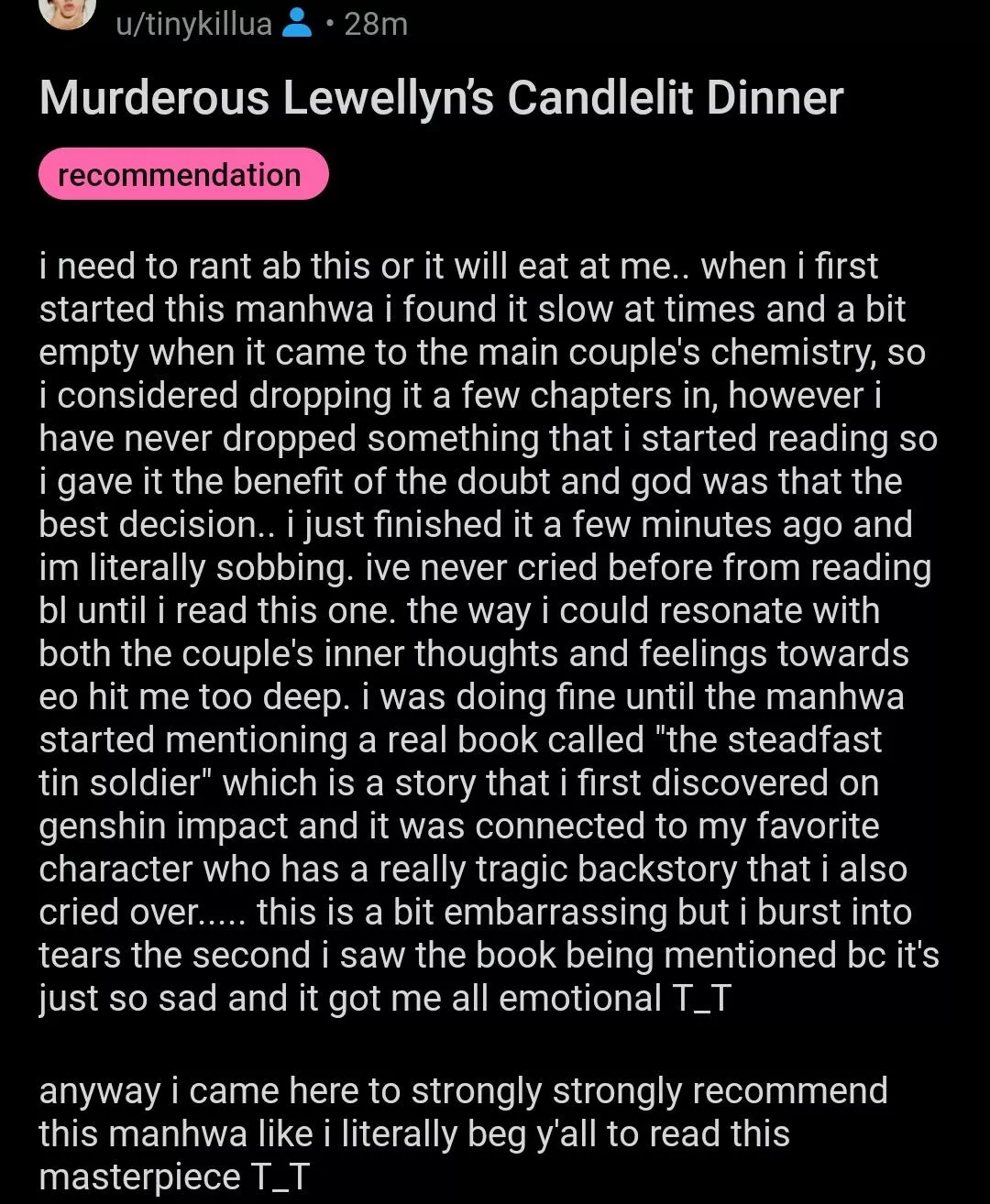 Murderous Lewellyn’s Candlelit Dinner