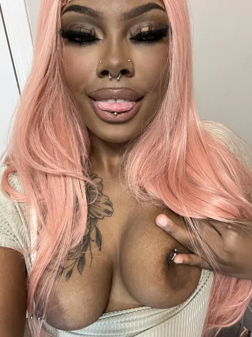 Pink hair moist pink pussy