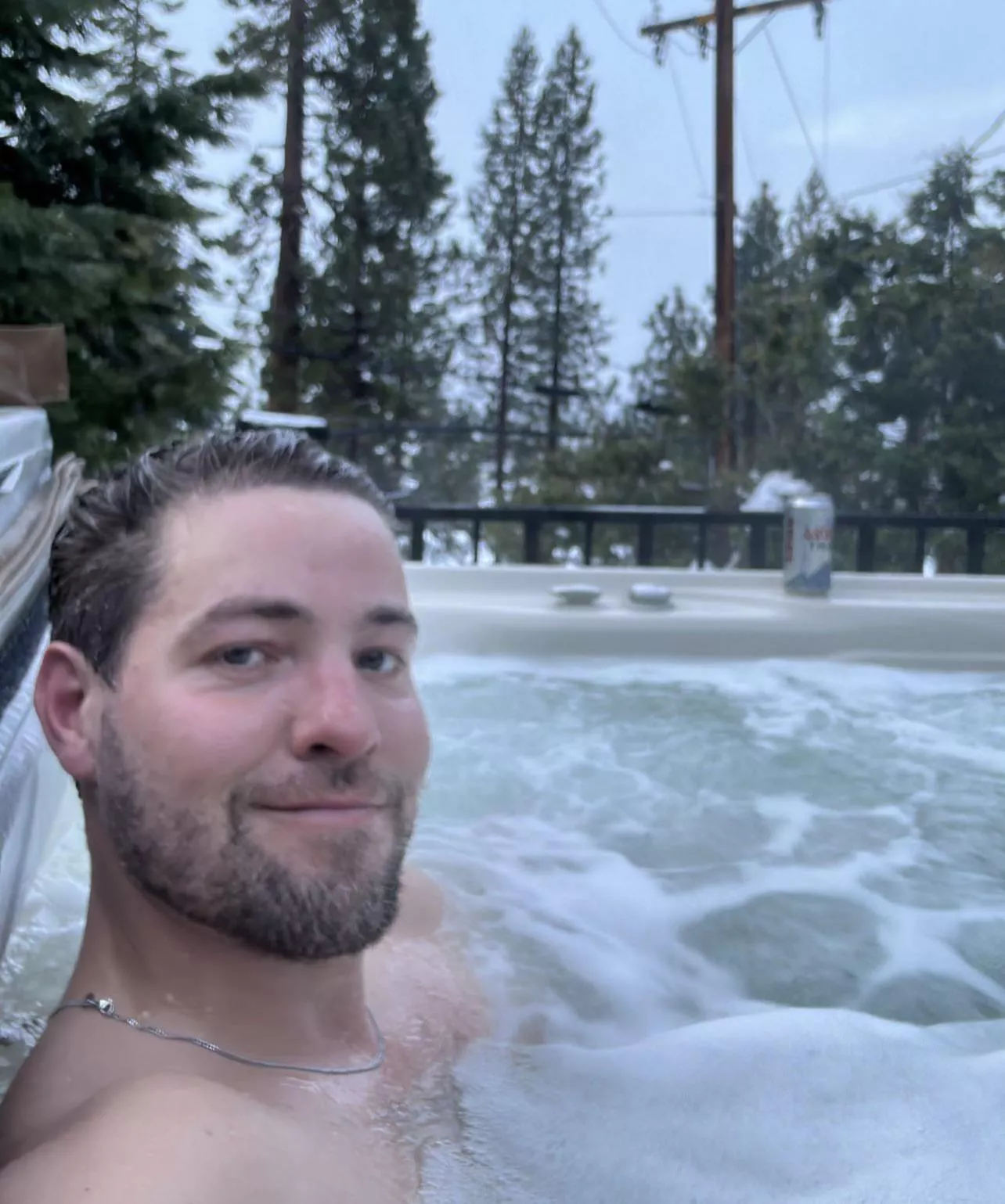 Snow day in the hot tub