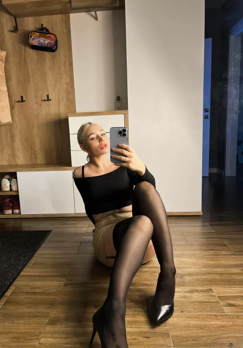 Striped stockings and heels