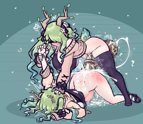 Watering her saplings~