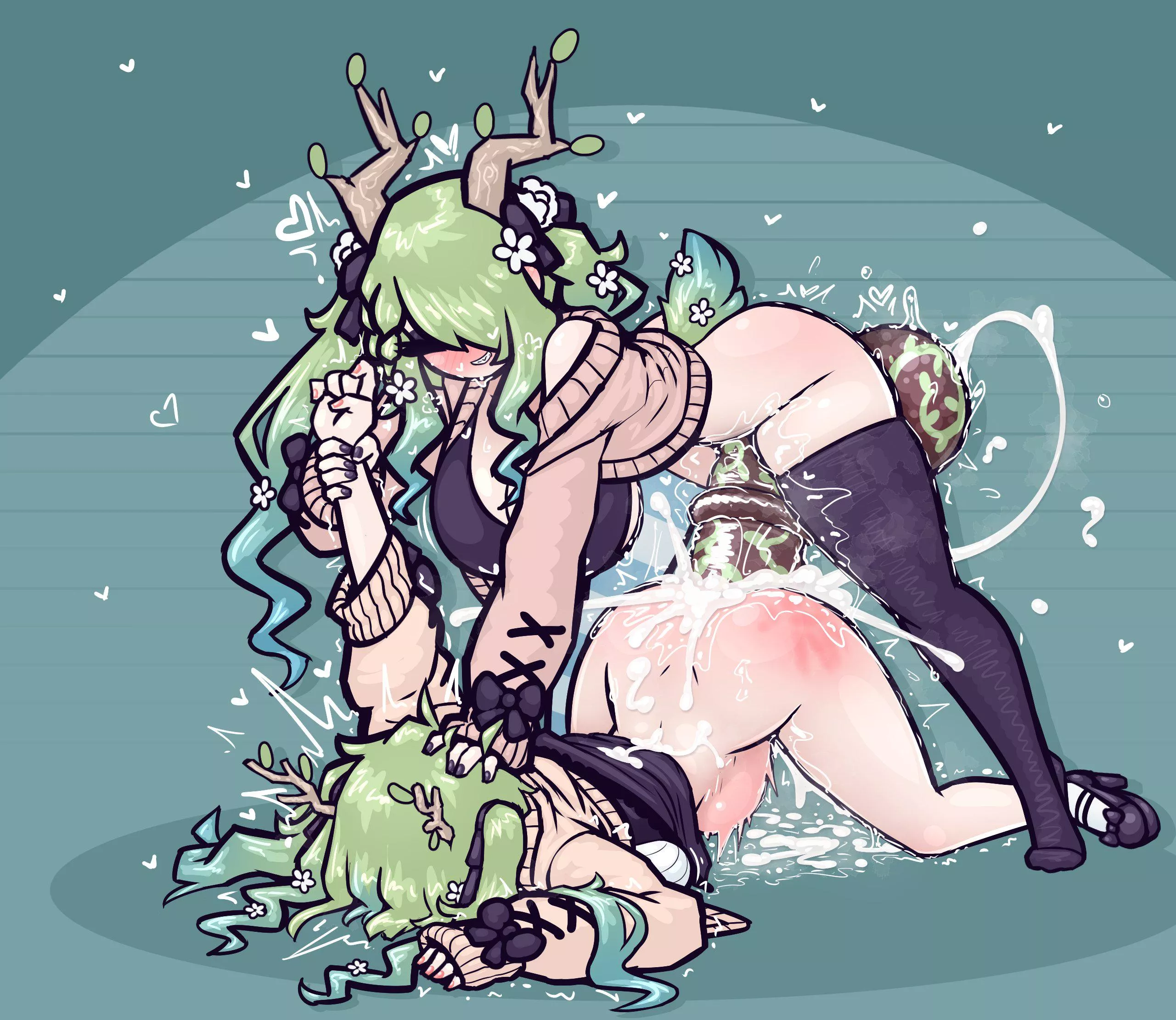 Watering her saplings~