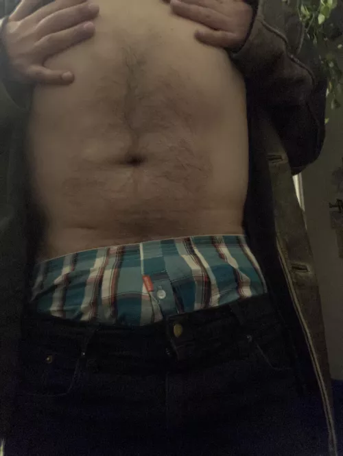 Boxers and hairy belly