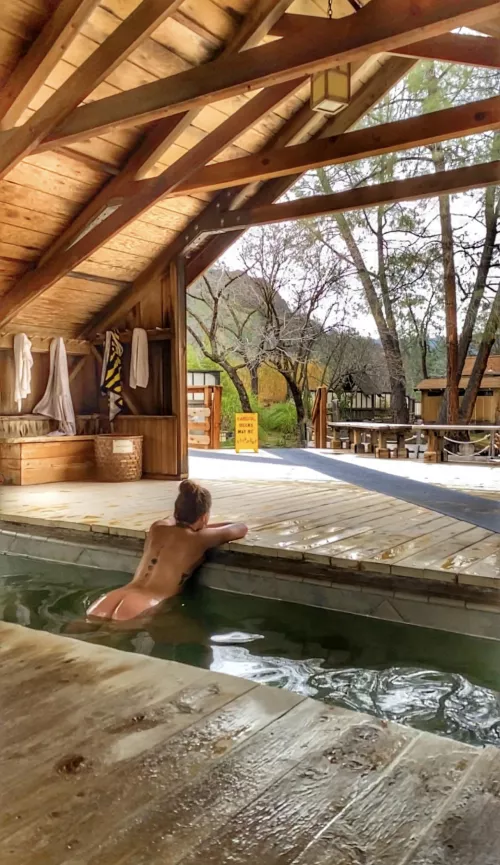 Epic hot springs in Northern Cali. Chasing the hot springs until it gets warm again.