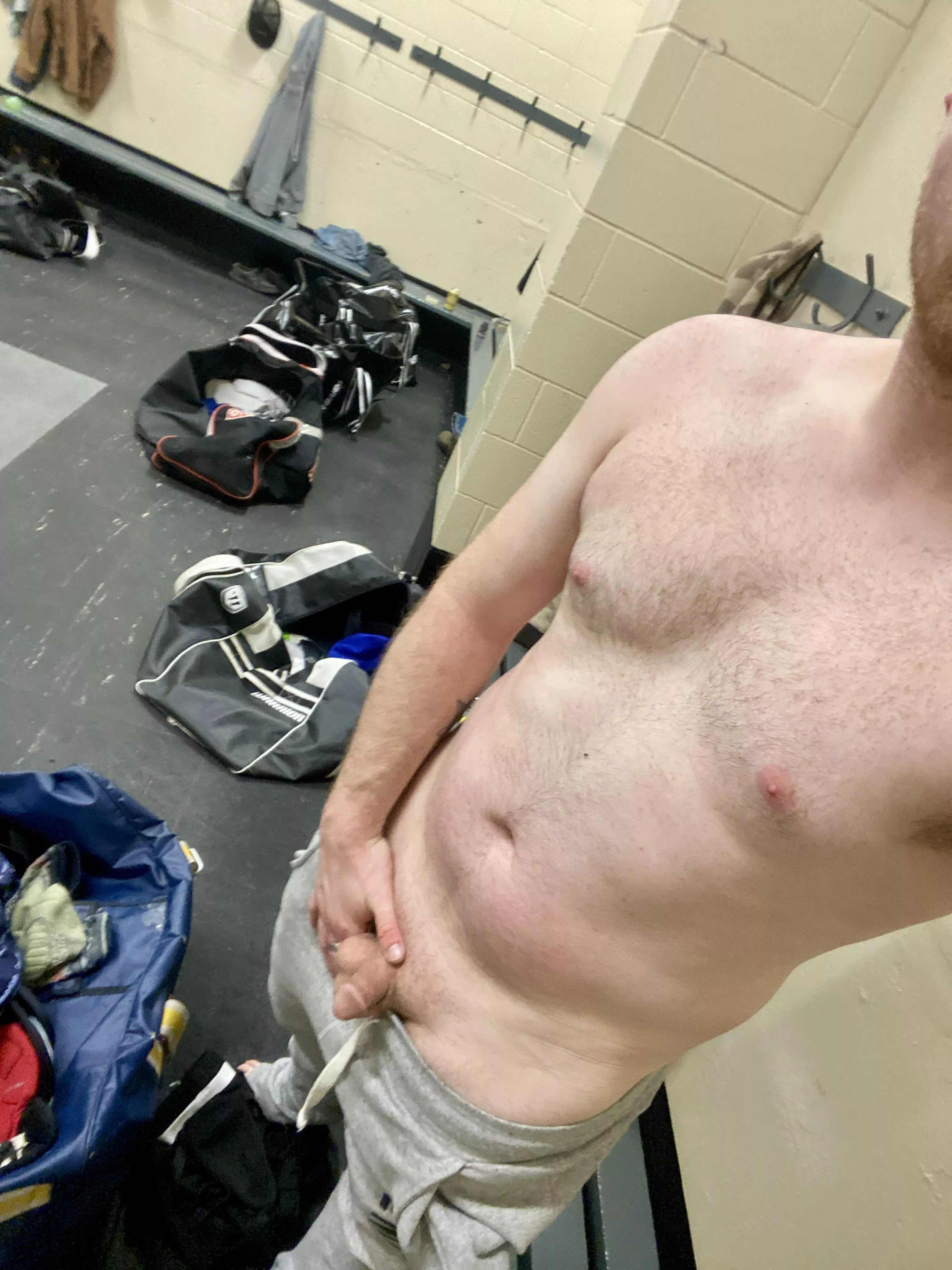 Got kicked out at hockey, figured I’d take advantage of being alone in the dressing room.