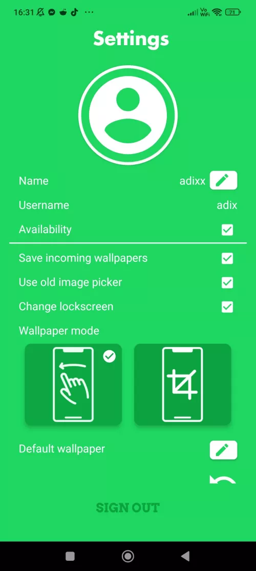 I will give up control of my main wallpaper through the Wall claimer app. Nickname: adixx