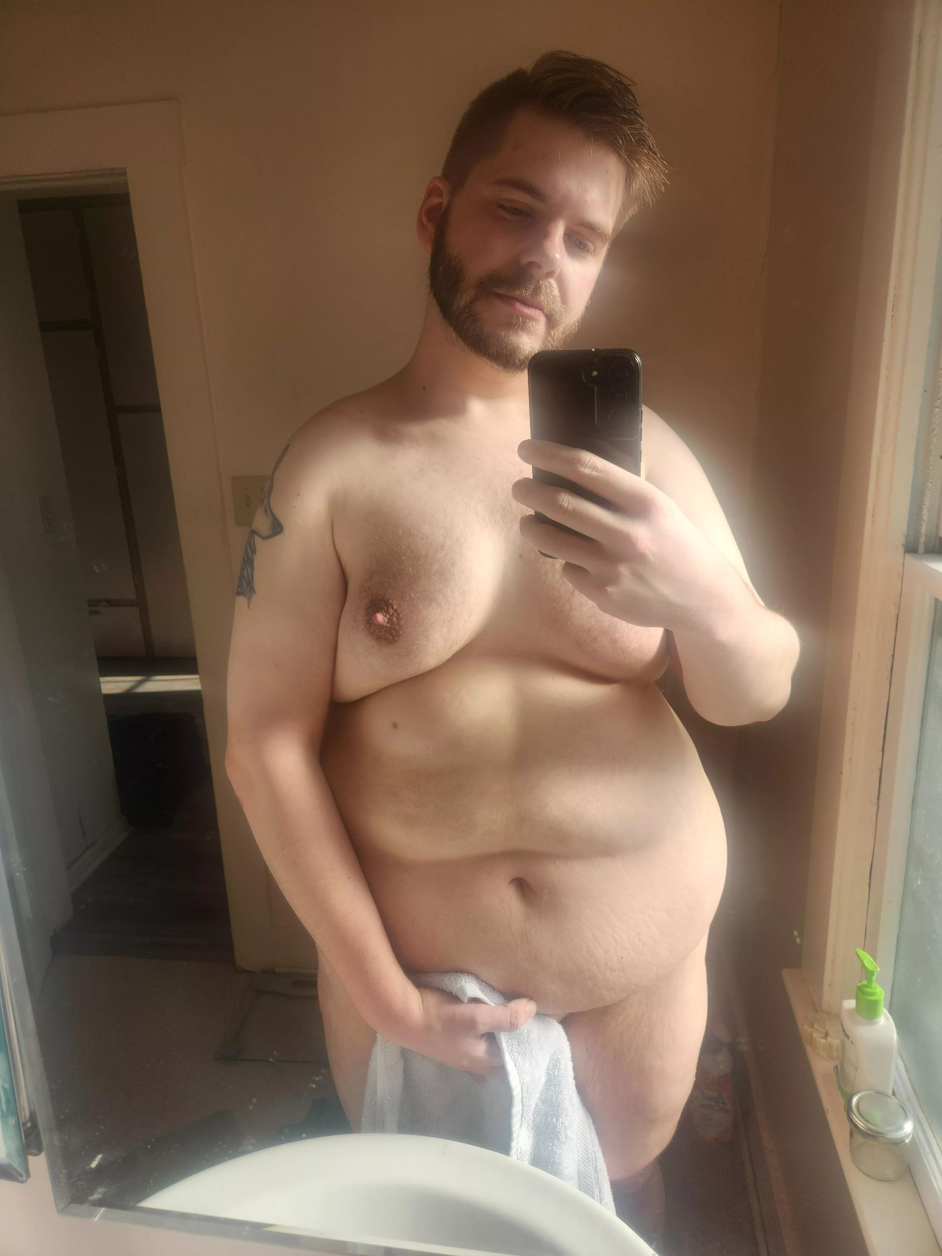 Just stepped out of the shower.