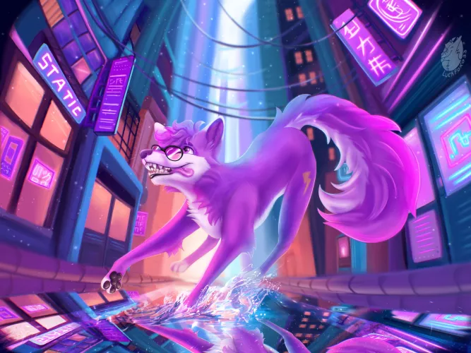 My best painting yet!🎆💜🌃 (@LuckFoxo33)