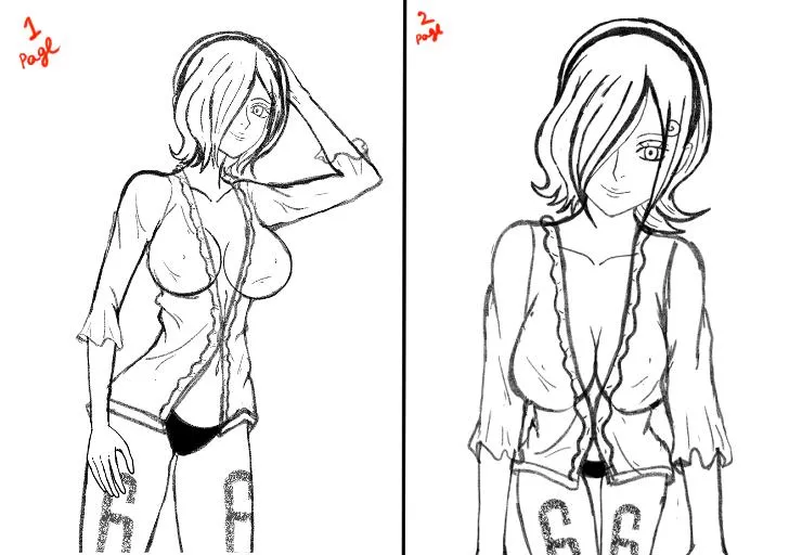 My new Vinsmoke Reiju Comics . Stage 1 . Page 1 and 2 . what do you think ? [ At first I was Going to go for a Fan art but I decided to turn it in to a comics instead]