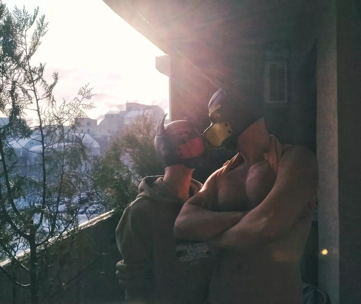 Two pups on a winter morning