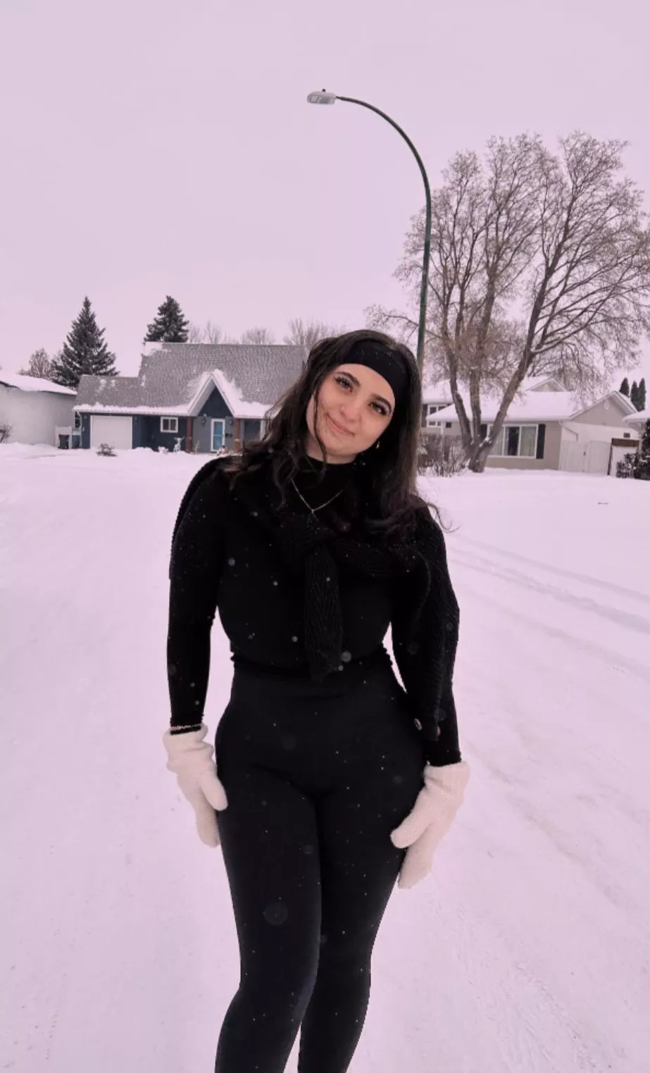 Busty Brunette In the Snow