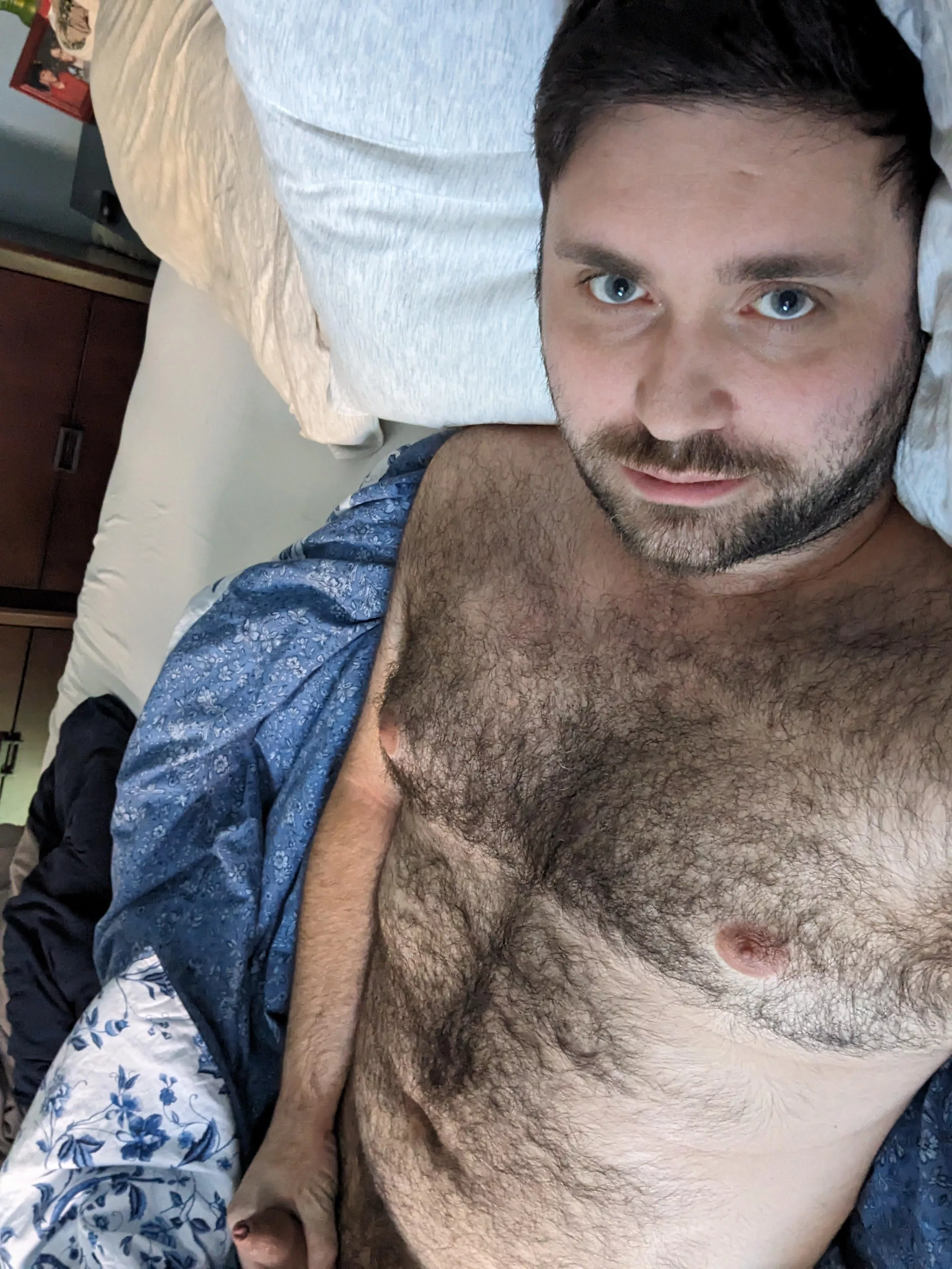 Chest hair with a bit of eye contact