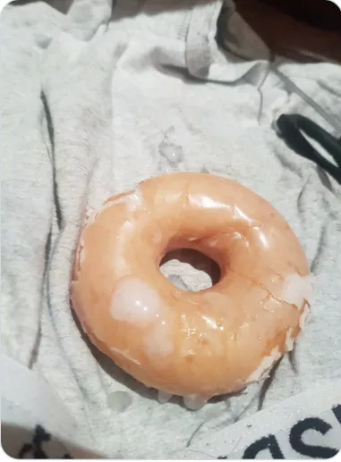 Cum on my breakfast doughnut 🍩 You wanna taste ❓