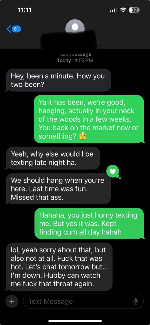 [F]Just got hit up by a bull we met up with in vegas a few months ago…and now I can’t wait to go out again in a few weeks. For reference, the cum was on my back and yes, hubby watched me suck him. Hottttttttness. If you’re in vegas, swing by!