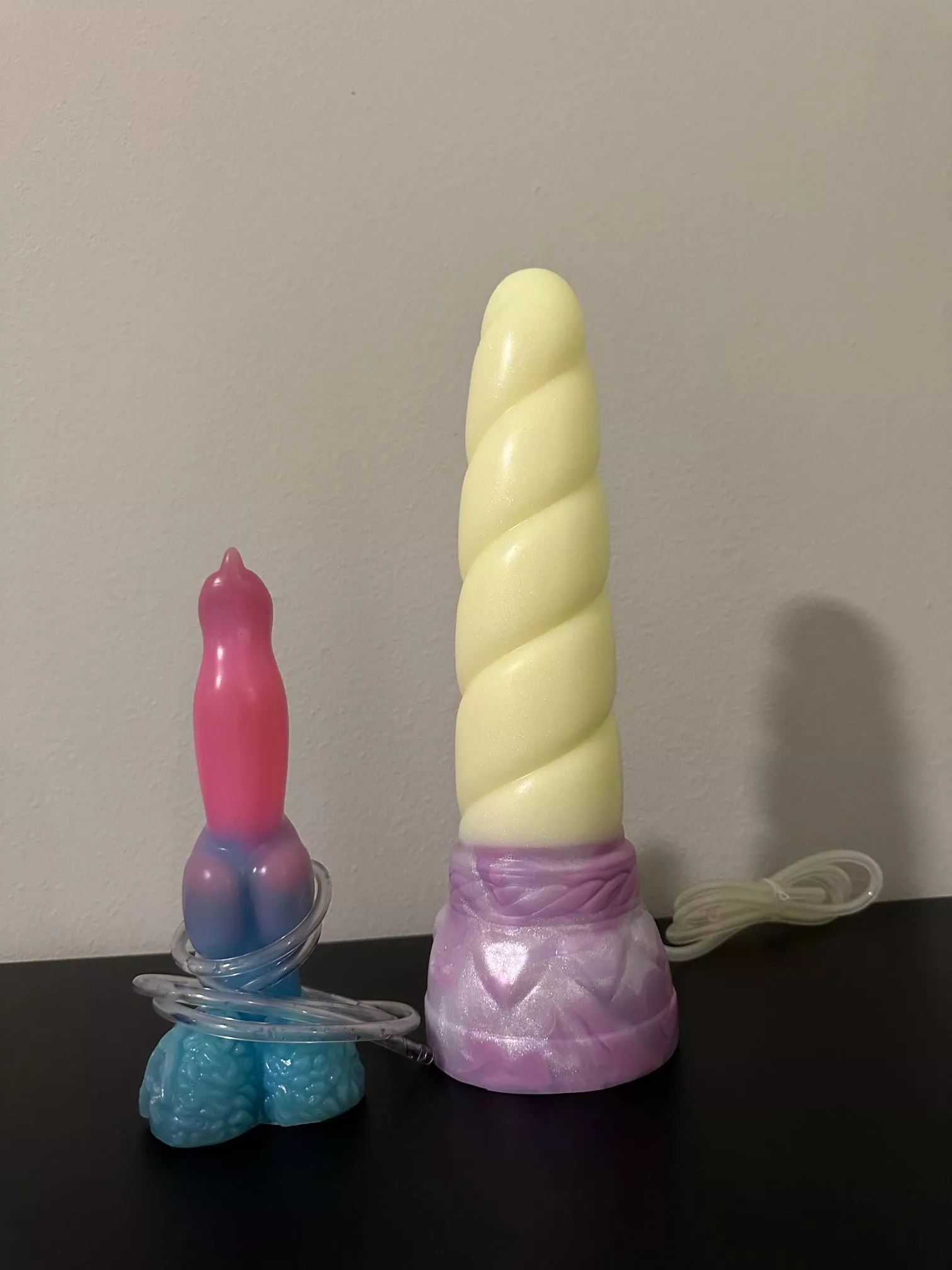 Got my first large toy in the mail today. 😳 Large Mystic (Flirty Dawg Lucky Medium for scale). Bigger than expected but I am excited.