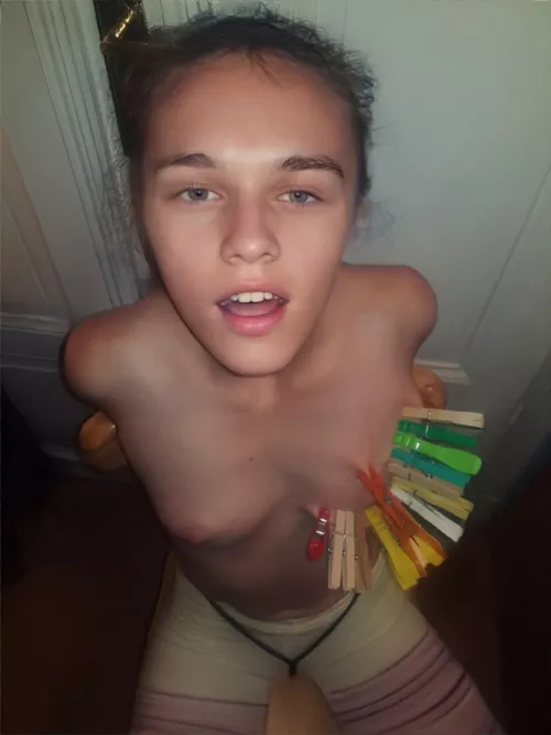 How many clothespins can toyGirl Ana Lena fit on her tits?