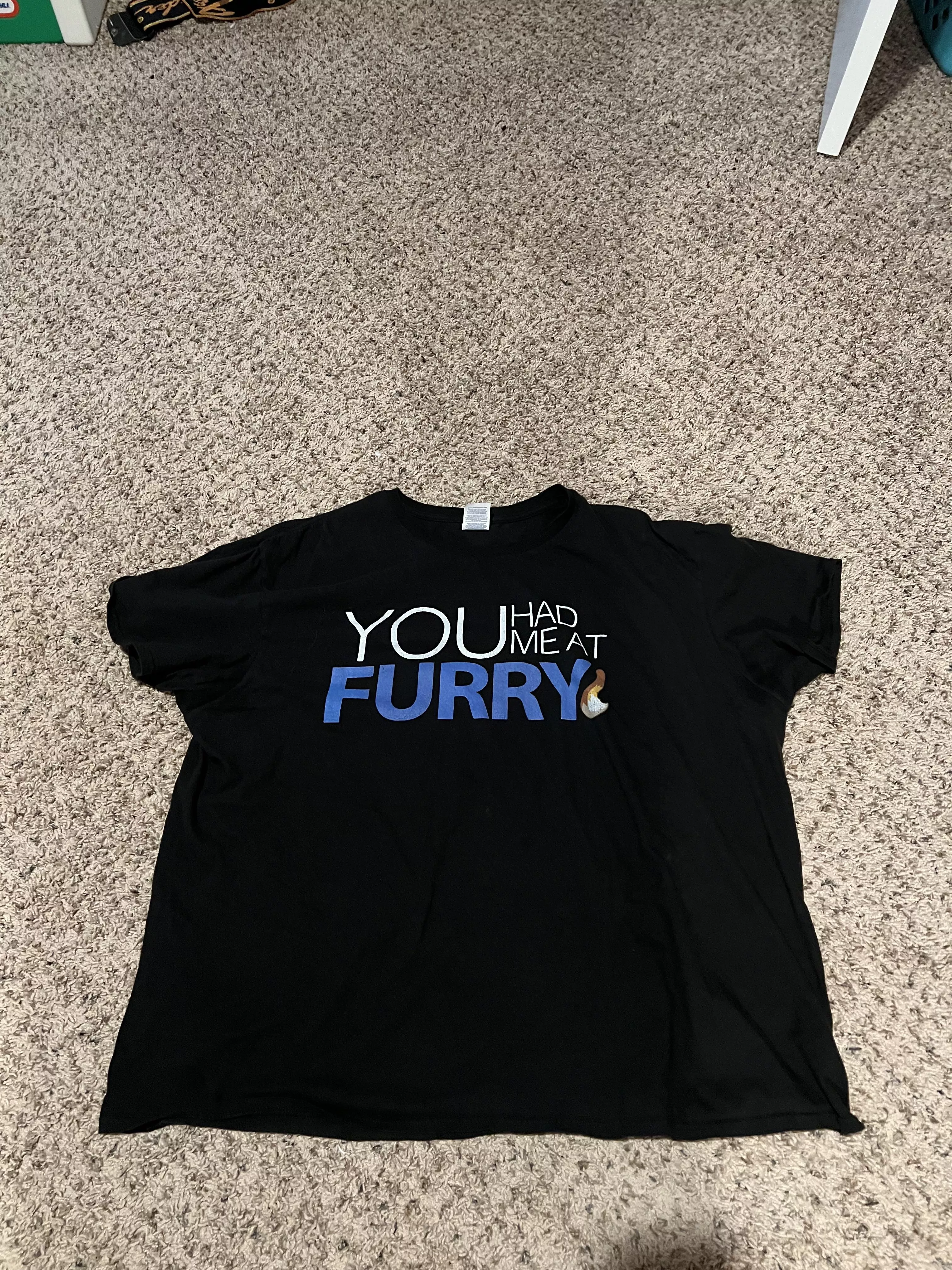 Opinions on my grandma telling me I’m not allowed wear my “you had me at furry” shirt to my dishwashing job which Lets people wear casual every day clothing to the job