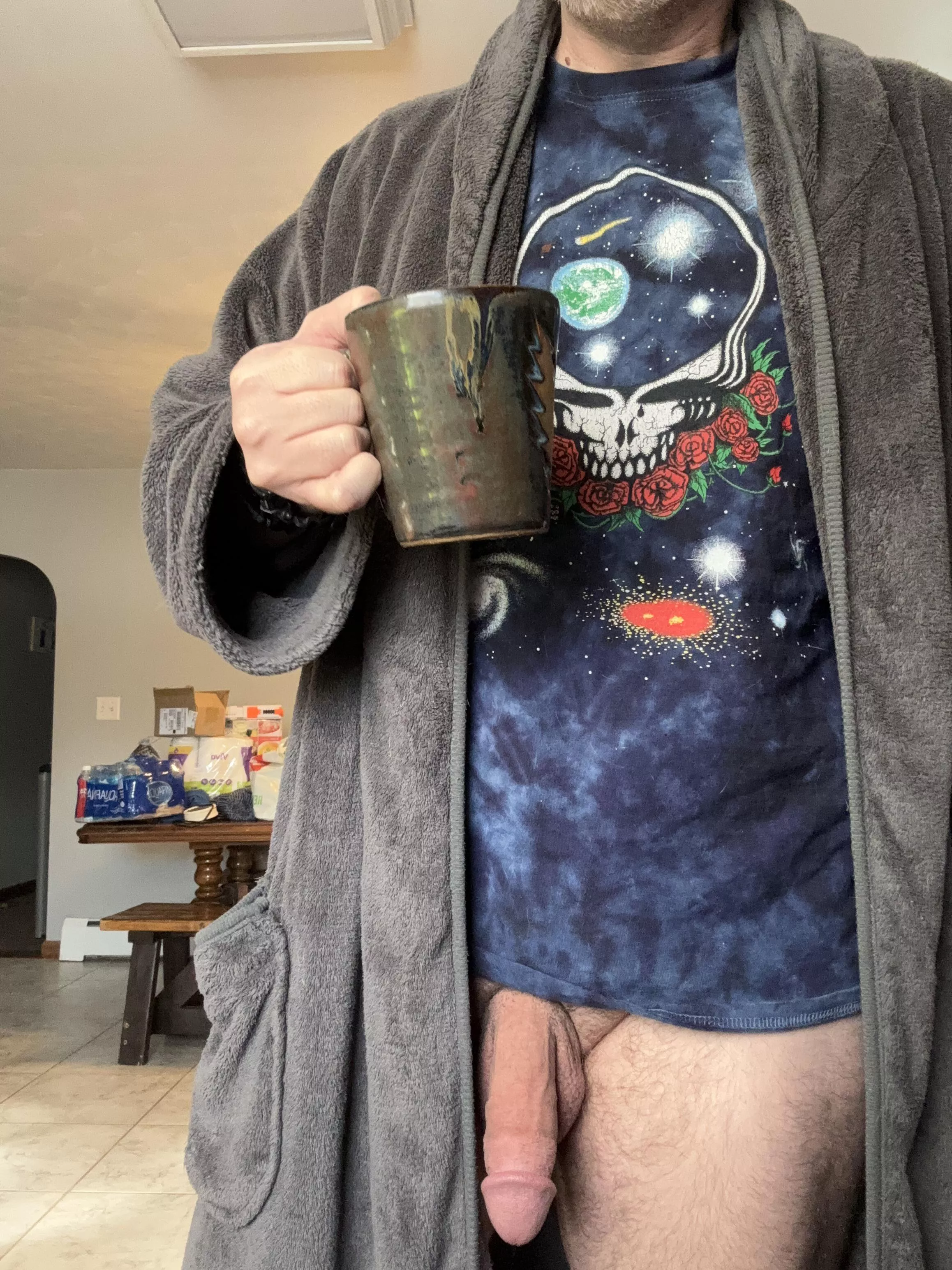 Who wants to join dad for some coffee on no pants Sunday?