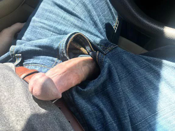 Flashing my hard dick while driving