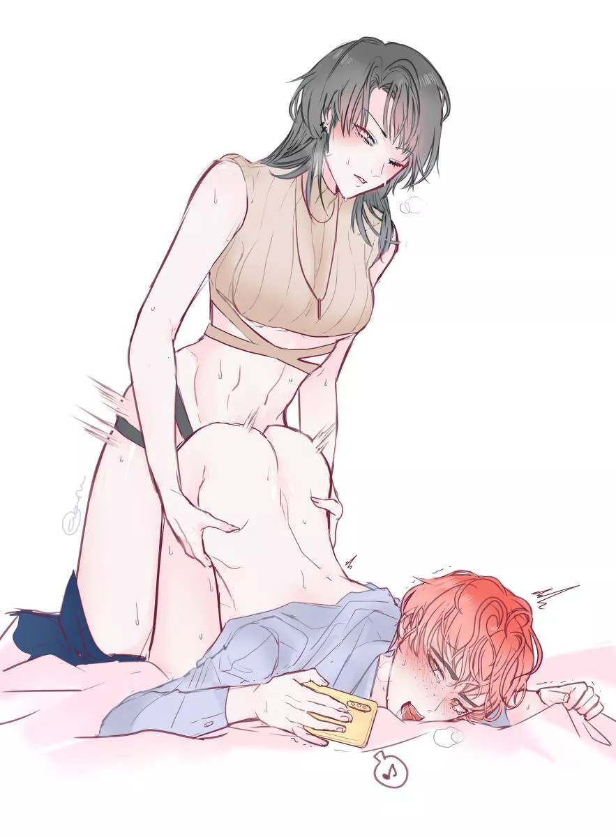 Getting rough with her boy toy