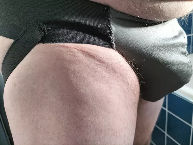 In my leather jockstrap