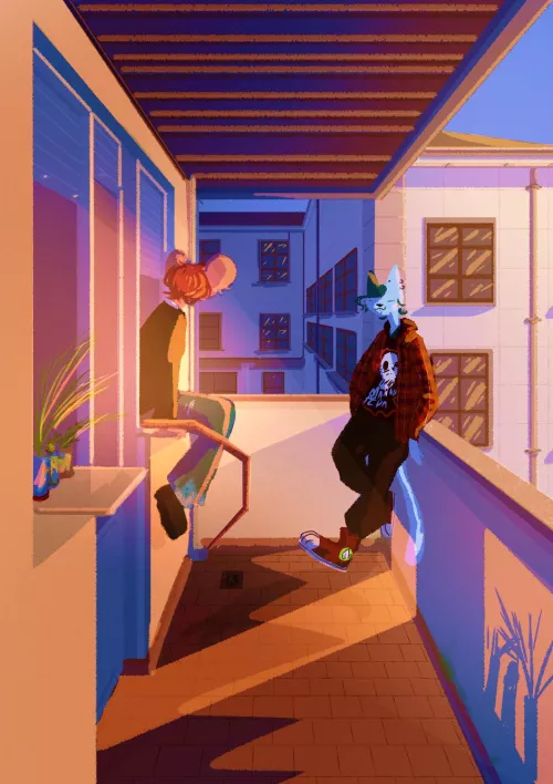 On the balcony by me