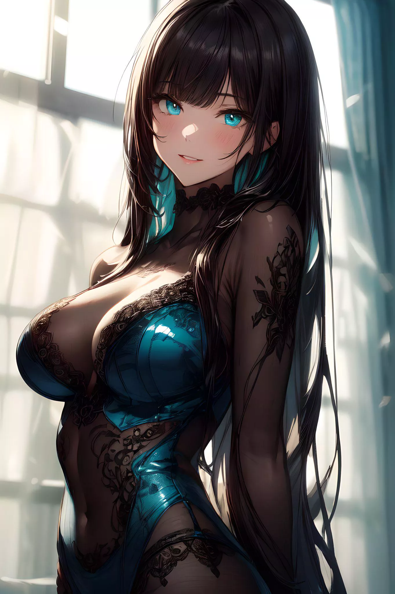 Partial Blue Body Stocking