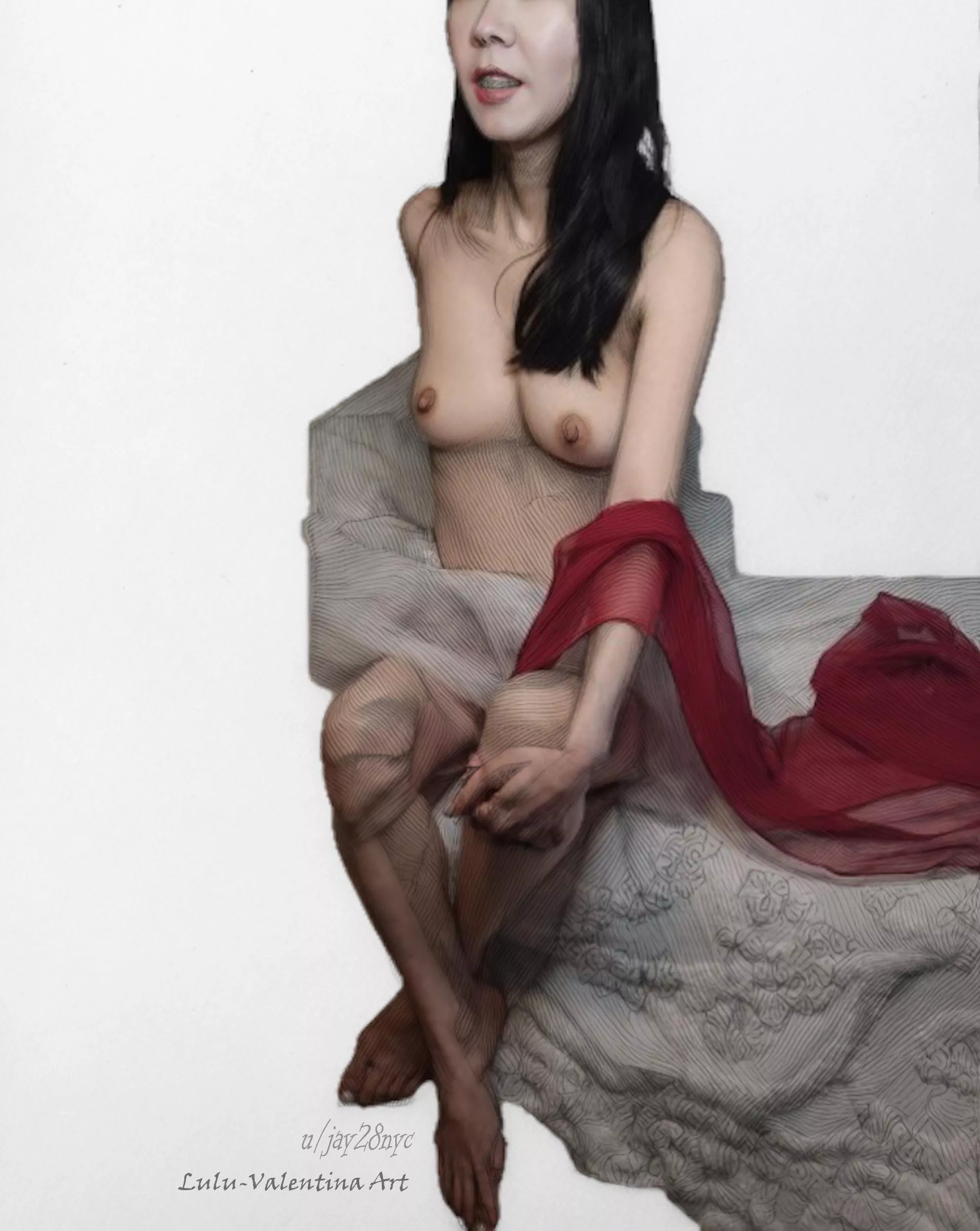 Self portrait, digital sketch and painting (F) [OC]