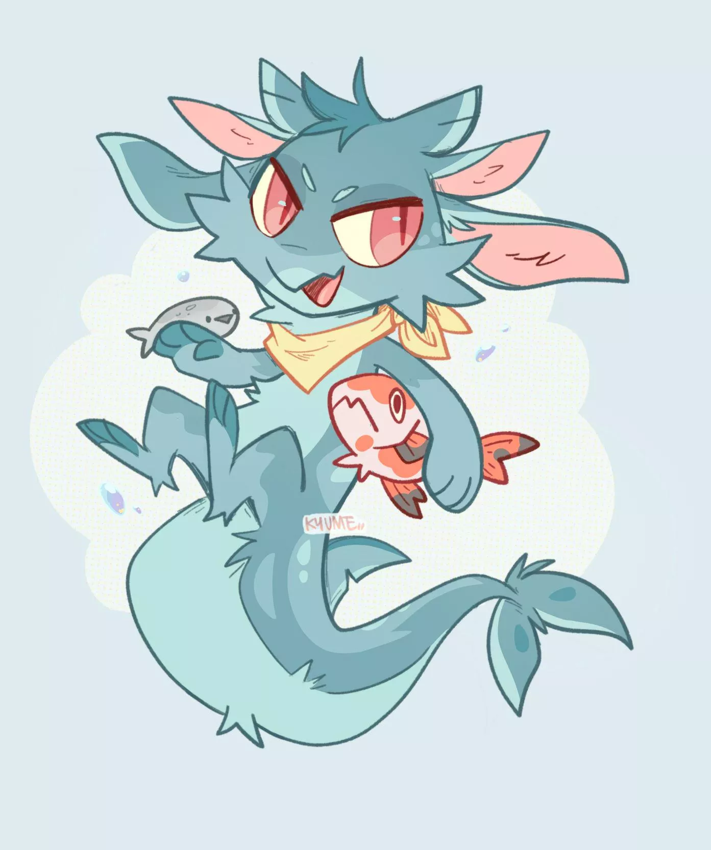 Skiff the shark derg and some fish friends🦈 [Chibi comms open!]