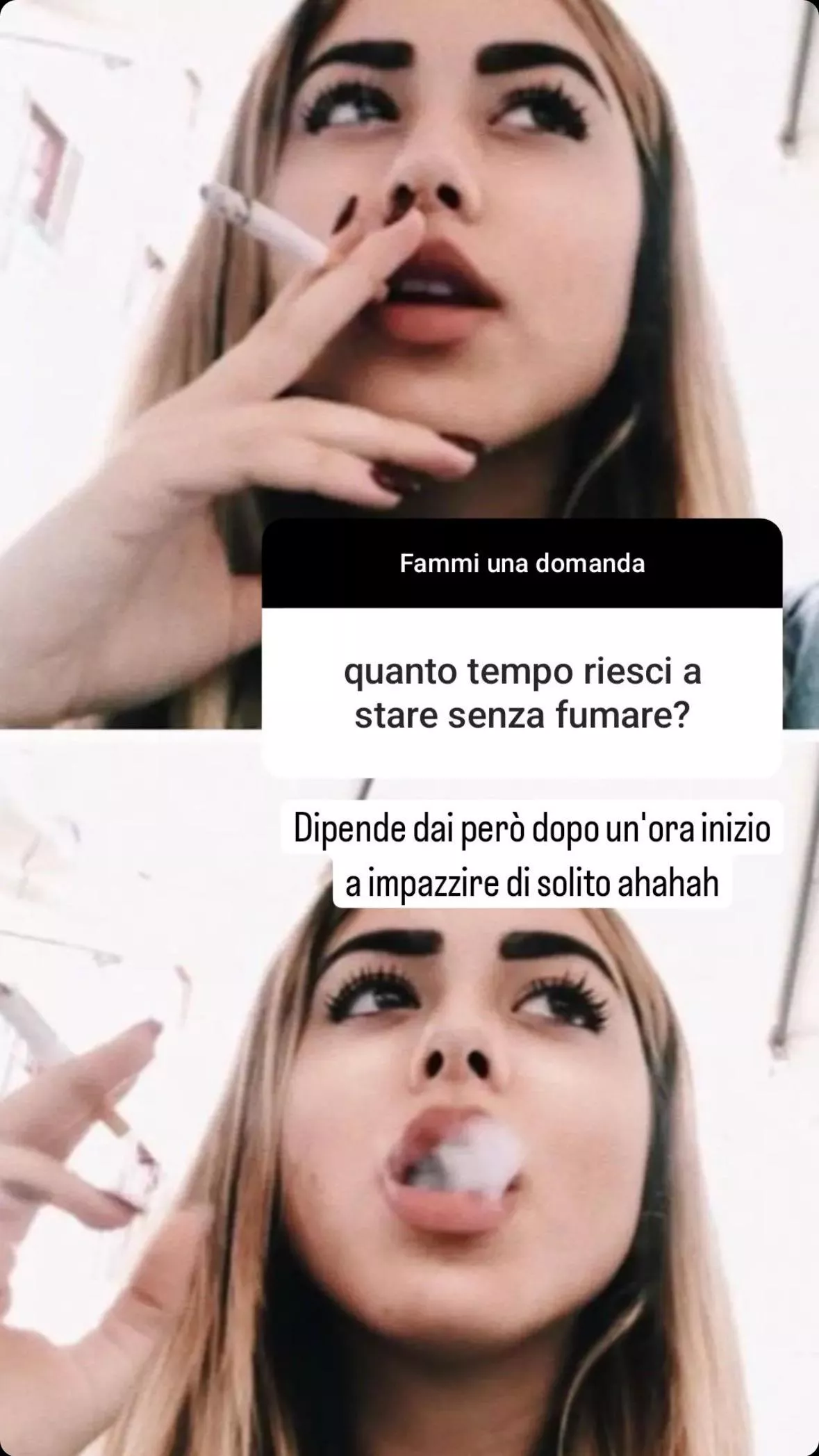 When asked how long she can go without a cig, Sara says she “starts to go crazy” after an hour