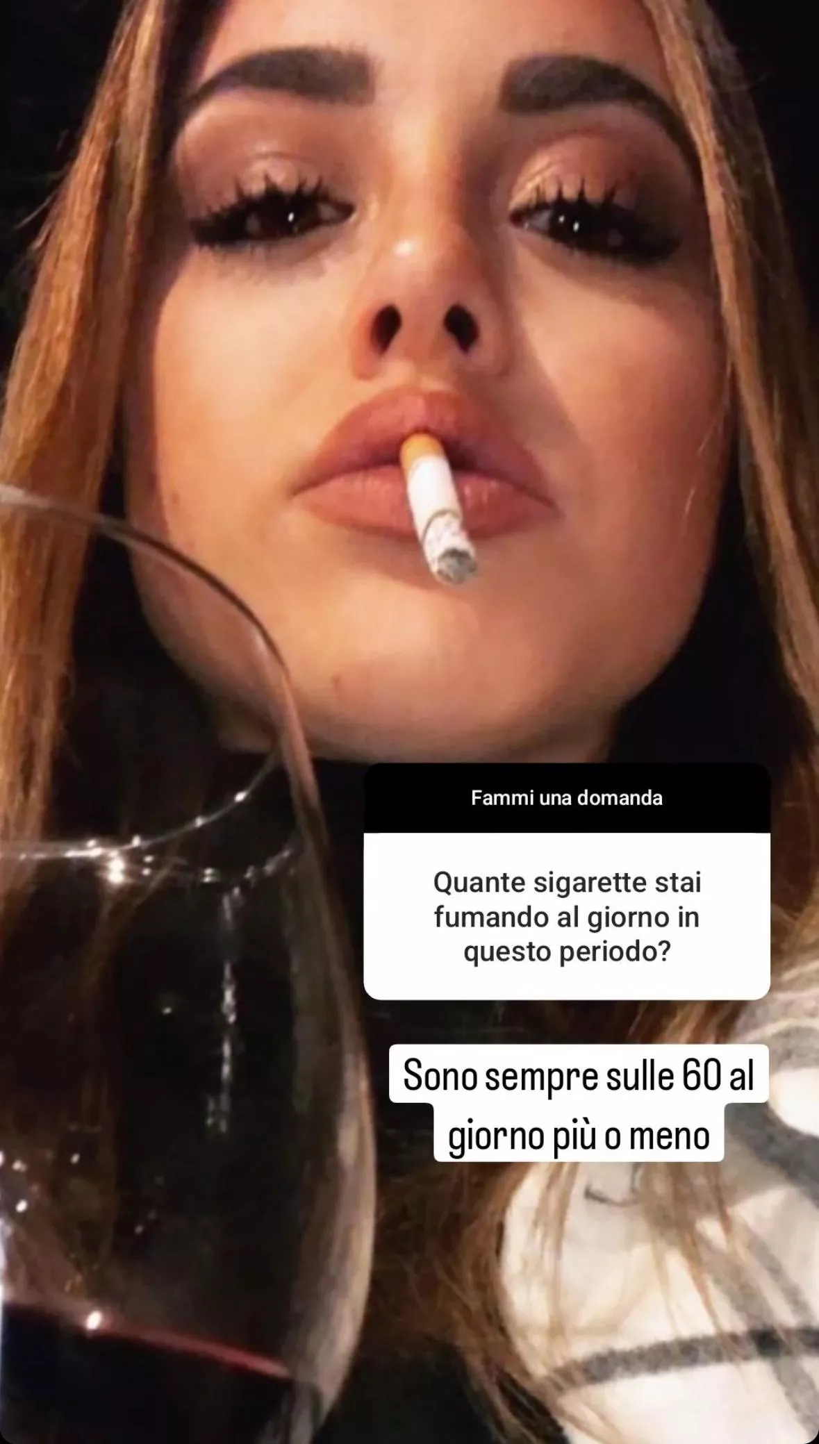 When asked how many cigarettes she smokes per day, Sara answers “60…more or less.”