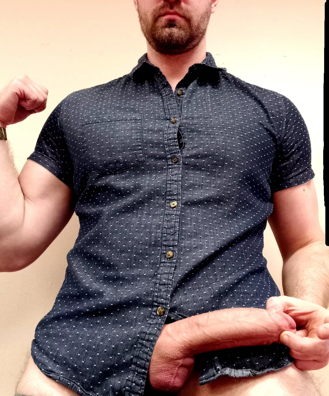 Corporate only booked us one hotel room on our business trip. Try not to let my super thick cock tempt you.