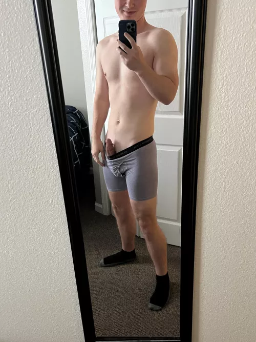 Poking out. Pms open