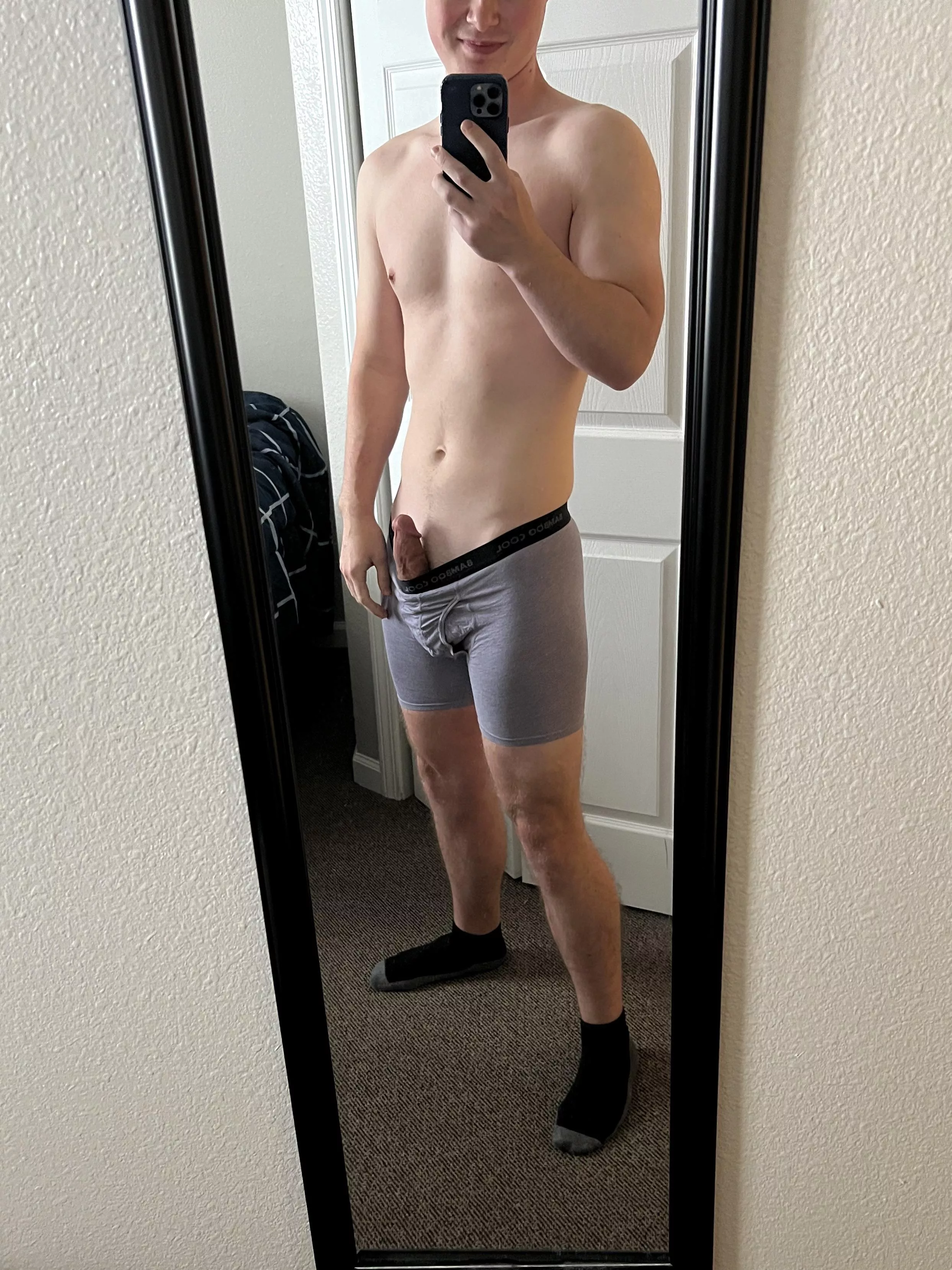 Poking out. Pms open