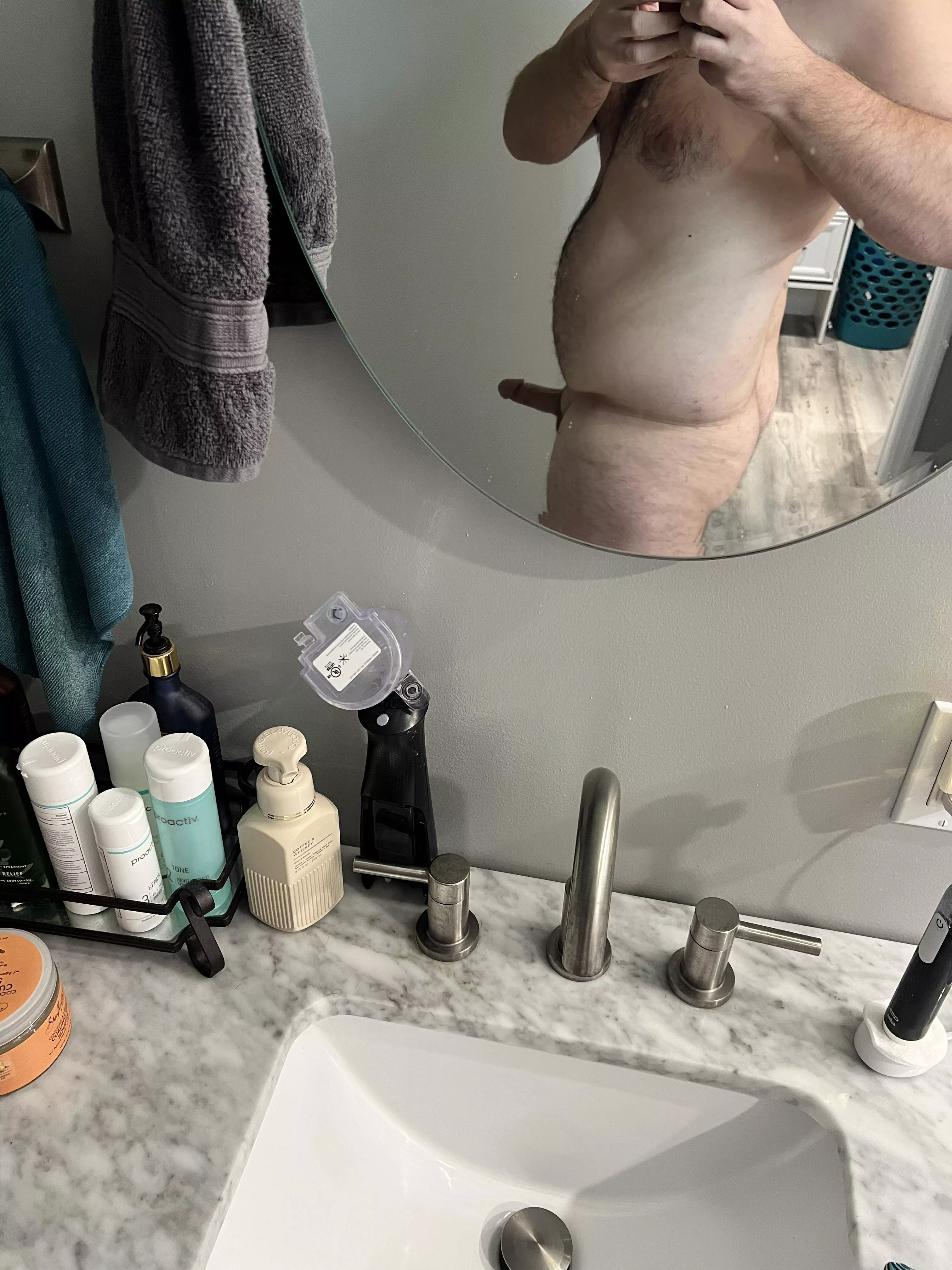 Pre shower boner