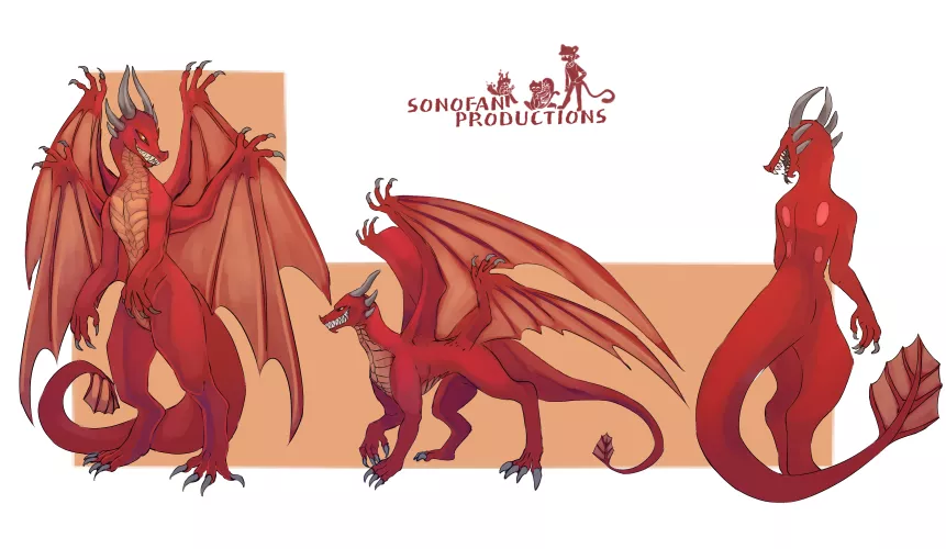 Ref sheet for a dragon OC (art by me)