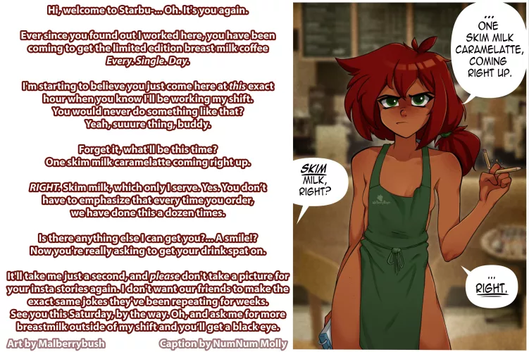 Skim Milk Please [Breastmilk][Starbucks][Tsundere][Small Breasts][Playful Teasing][Artist: Malberrybush]