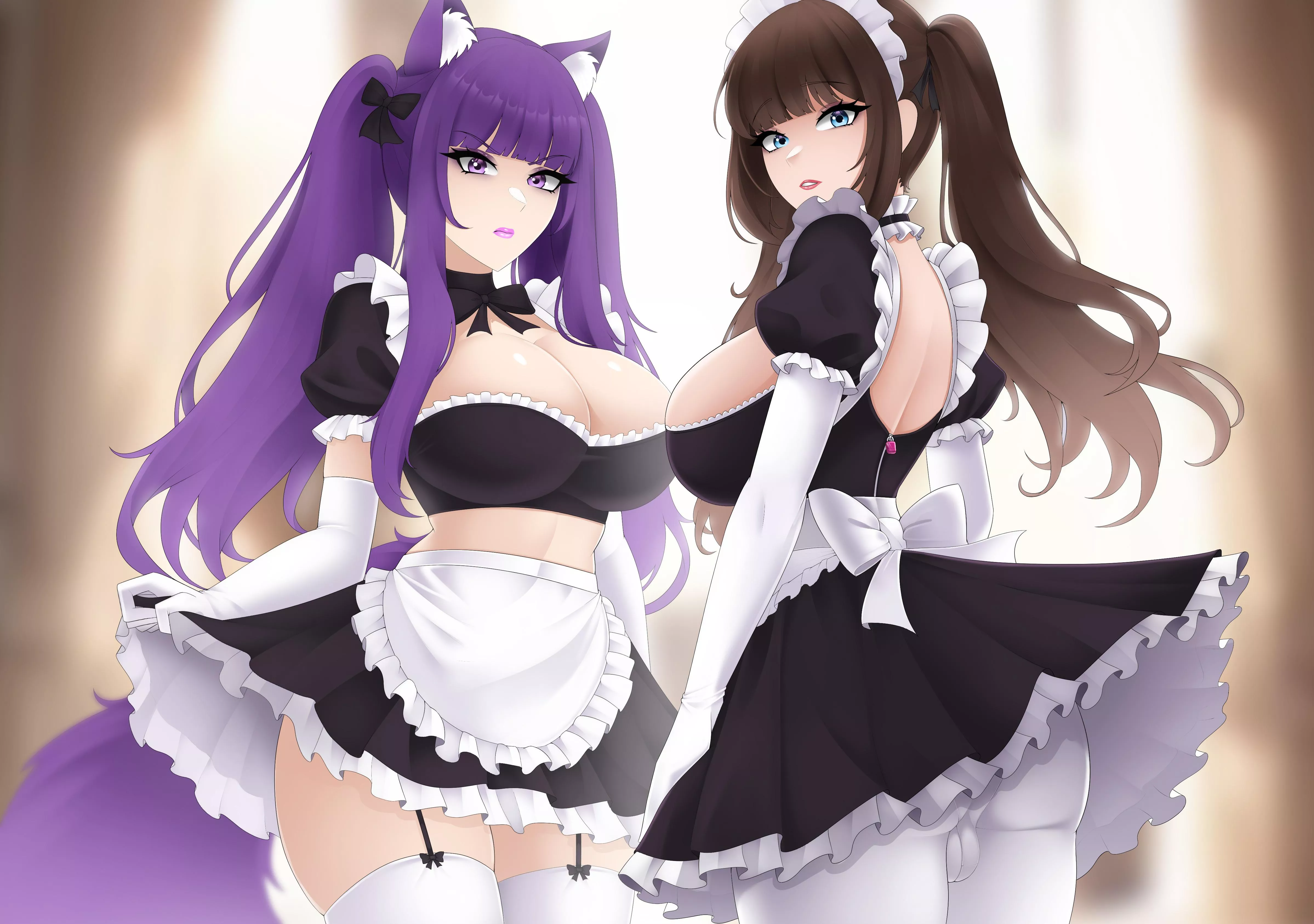 Such good girls locked into their pretty and sexy little maid uniforms (Artist: JessCaTG)